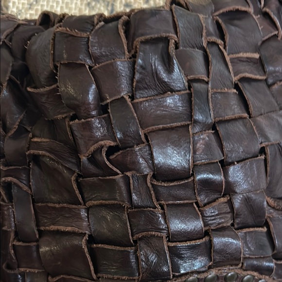 Vintage Frye Dark Brown Woven Leather Shoulder Bag - Picture 3 of 13